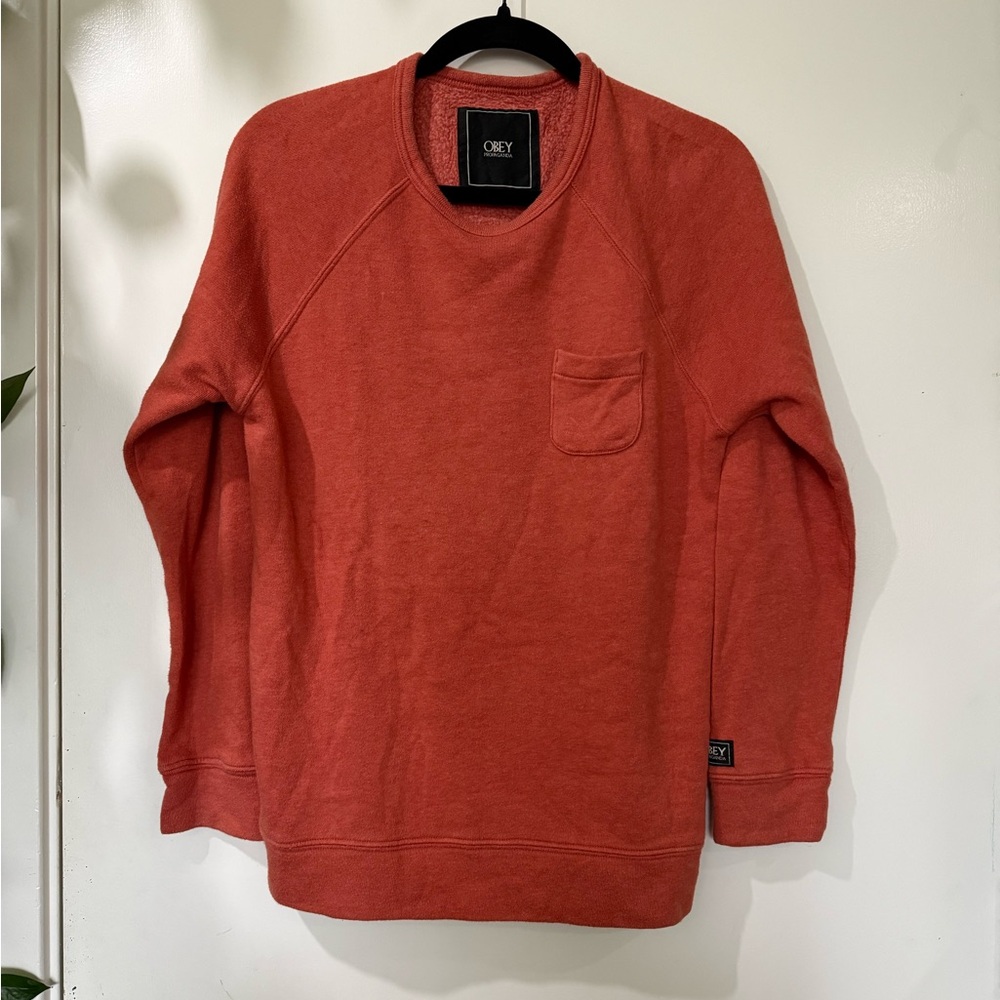 Obey Men's Orange Crewneck Sweater